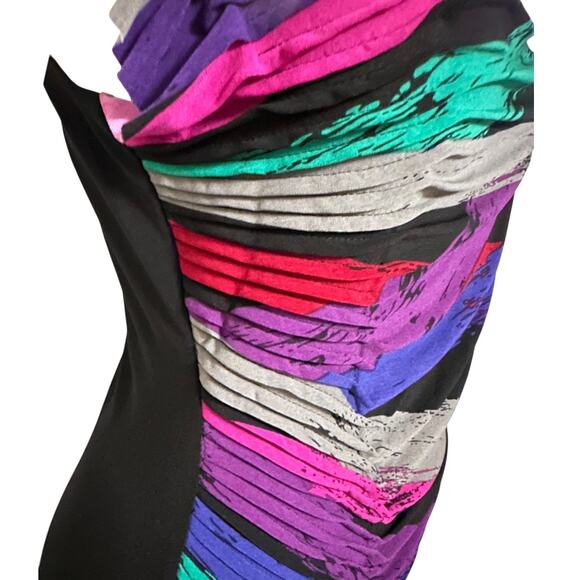 Rampage Women Large Bodycon Dress Multicolor RuchedAbstract Print Party Stretch - Picture 13 of 14